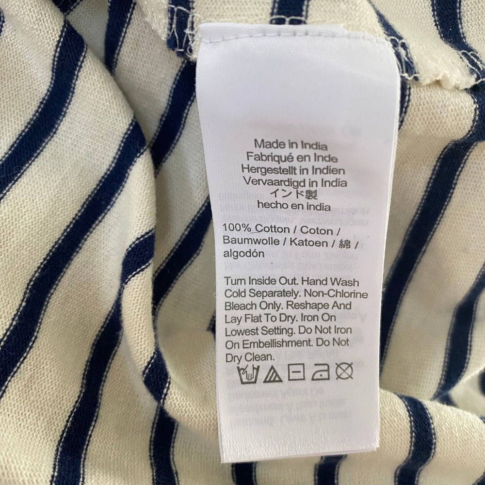 J. Crew Terry Top Striped Cropped Pearl Fringe Medium - Picture 4 of 4